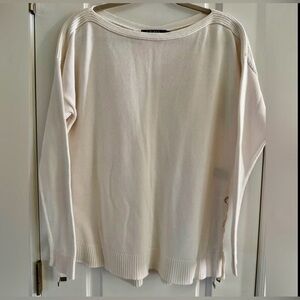 Lauren Ralph Lauren Casual Knit Sweater Lace Up Sides Med White Preppy Nautical